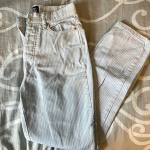 Pin stripped mom high rise pants